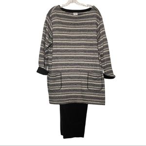 Cabernet striped black white loungewear outfit XL